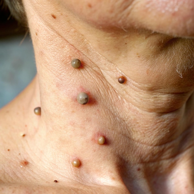 Photo fleshcolored skin warts on neck