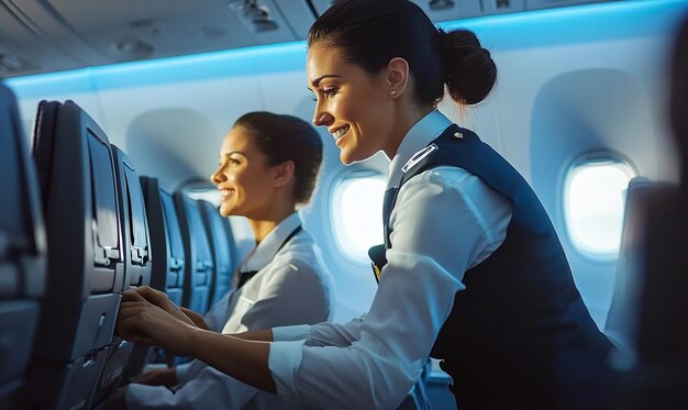 Photo flight cabin crew team with uniform