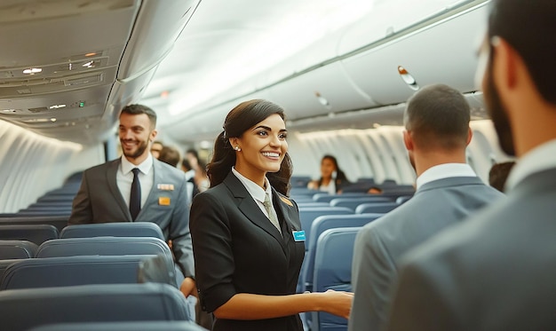 Photo flight cabin crew team with uniform