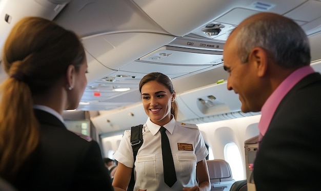 flight cabin crew team with uniform