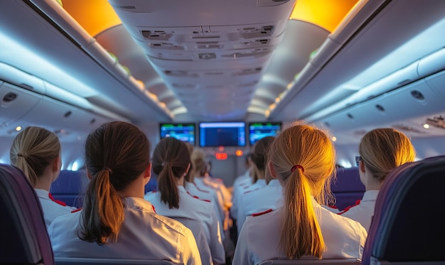 Photo flight cabin crew team with uniform