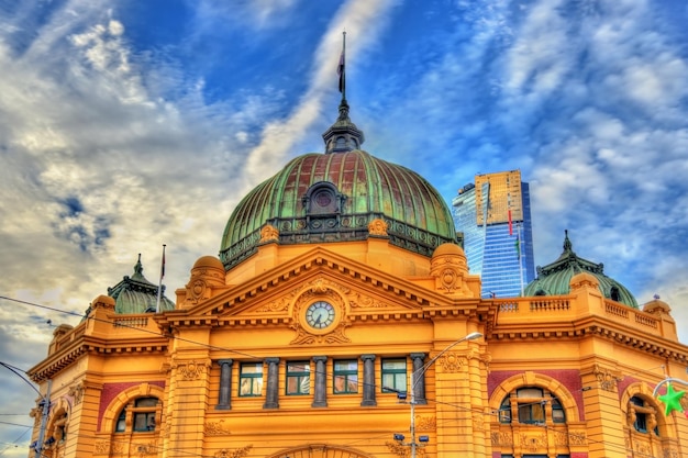 Flinders Street railway station an iconic building of Melbourne Australia Victoria Built in 1909