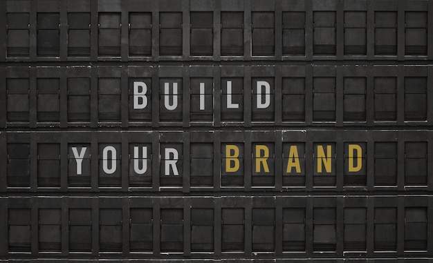 Photo flip board with text build your brand