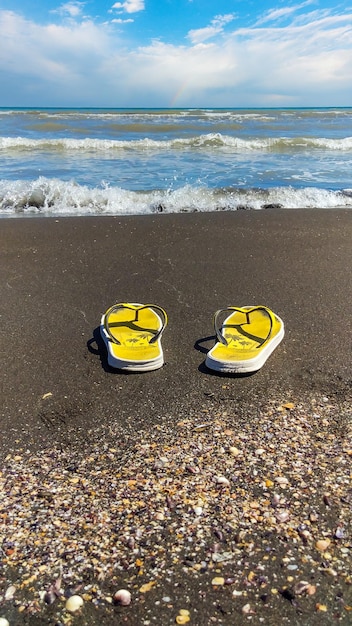 Flip flops on the beach