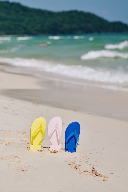 Flip-flops on deserted beach