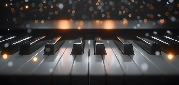 Floating 3D Piano Keys with Glowing Effects in a Digital Space