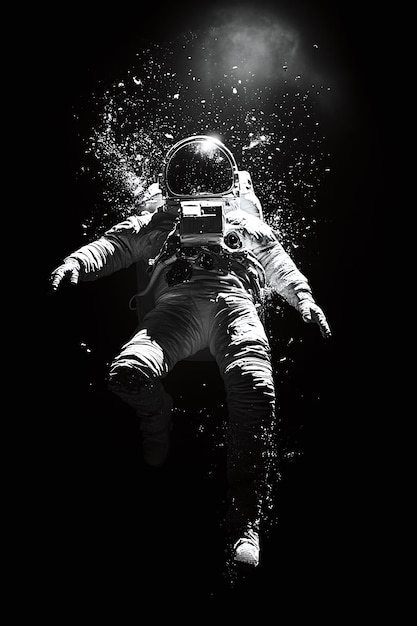 Photo floating astronaut in space