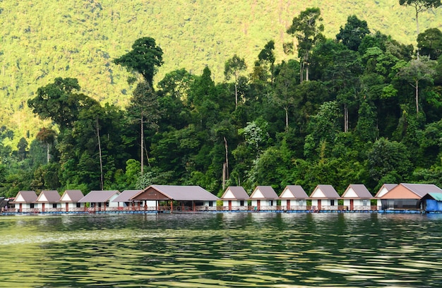 Floating bangalows at Cheow Lan Dam