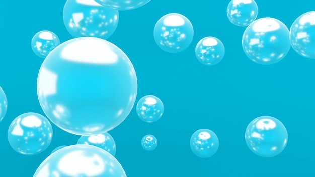 Floating blue bubble circle in an abstract background3d rendering