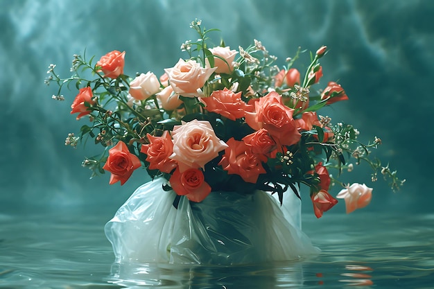 Floating Bouquet of Roses in Water