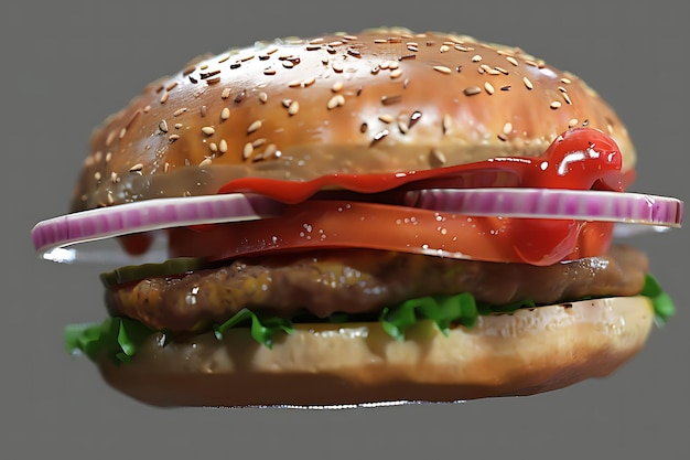 Floating burger transparent background