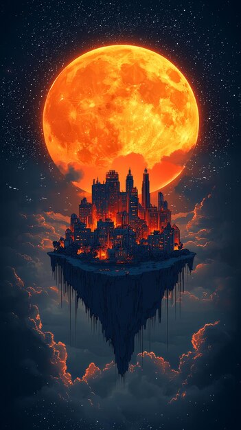 Floating City Under a Blood Moon