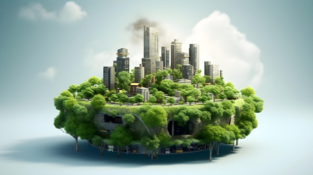 Photo floating cityscape a vision of sustainable urban living