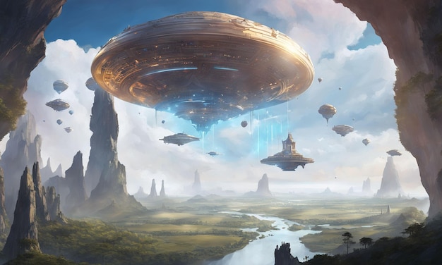 Floating civilization in the sky Digital Art