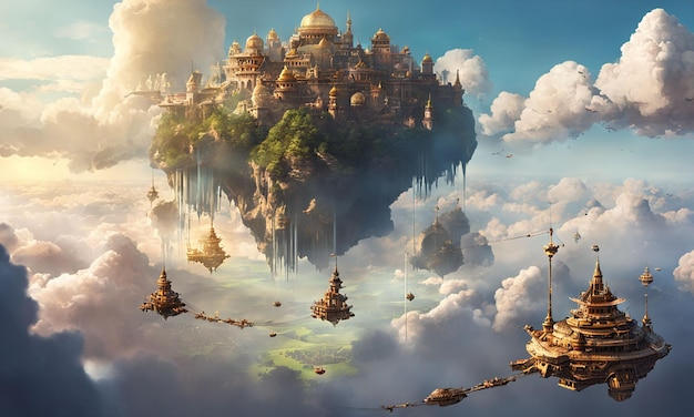 Floating civilization in the sky Digital Art