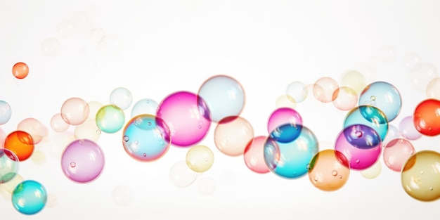 Photo floating colorful soap bubbles background abstract design on white background ai generated