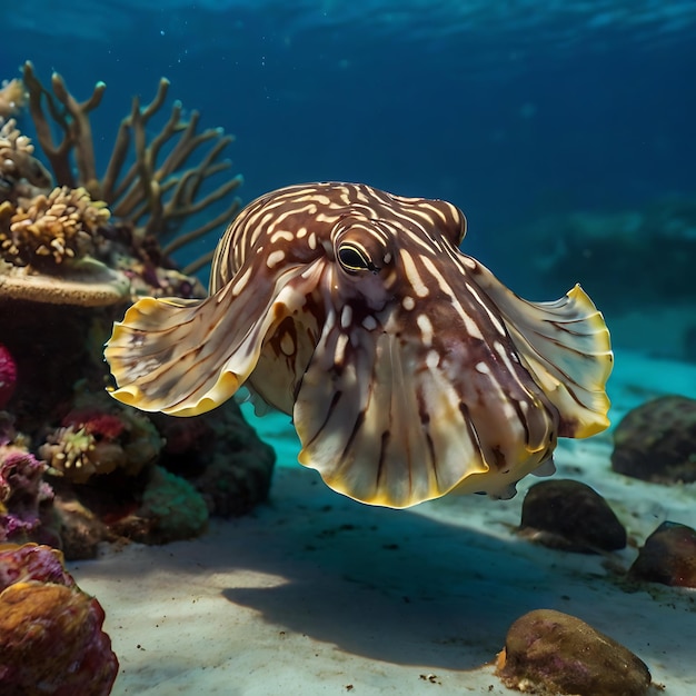 floating above corral reef generated by AI