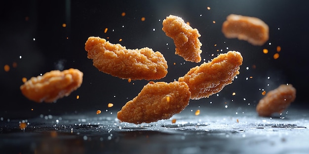 Photo floating crispy chicken tenders