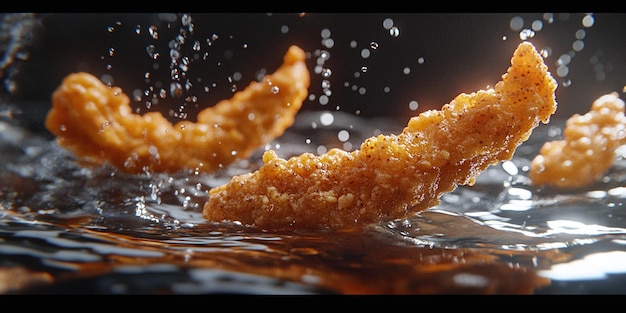 Photo floating crispy chicken tenders