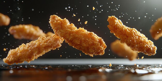 Photo floating crispy chicken tenders