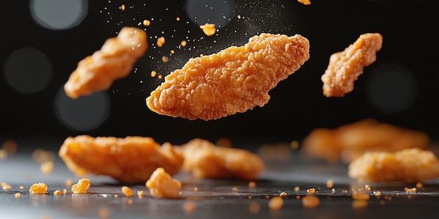 Photo floating crispy chicken tenders