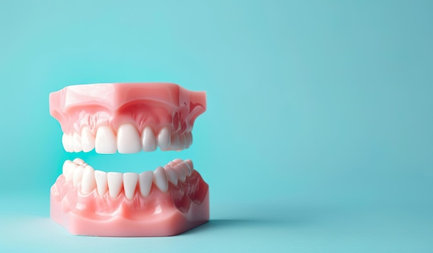 Floating dental model showing human teeth and gums