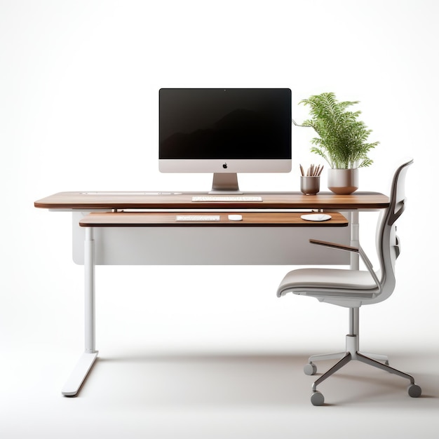 Floating desk isolated on white background