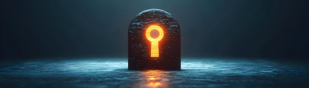 Photo floating digital lock with glowing keyhole on an isolated white background concept as a digital lock