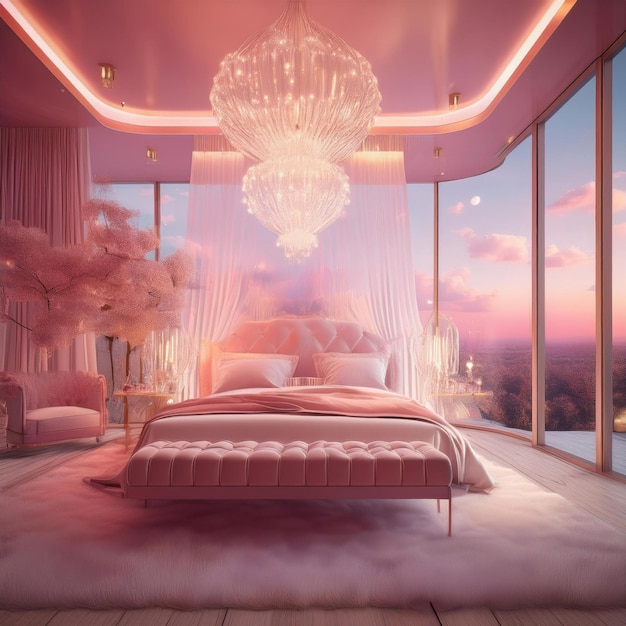 Photo floating dream bedrooms glowing interiors and ethereal sleep sanctuaries