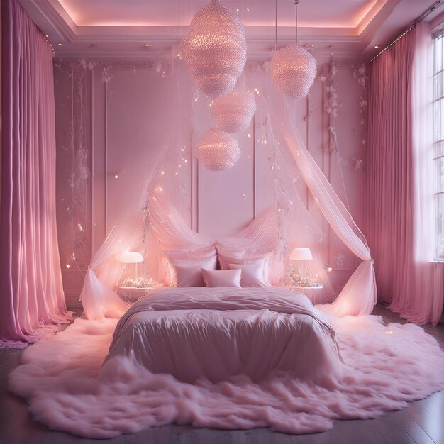 Photo floating dream bedrooms glowing interiors and ethereal sleep sanctuaries