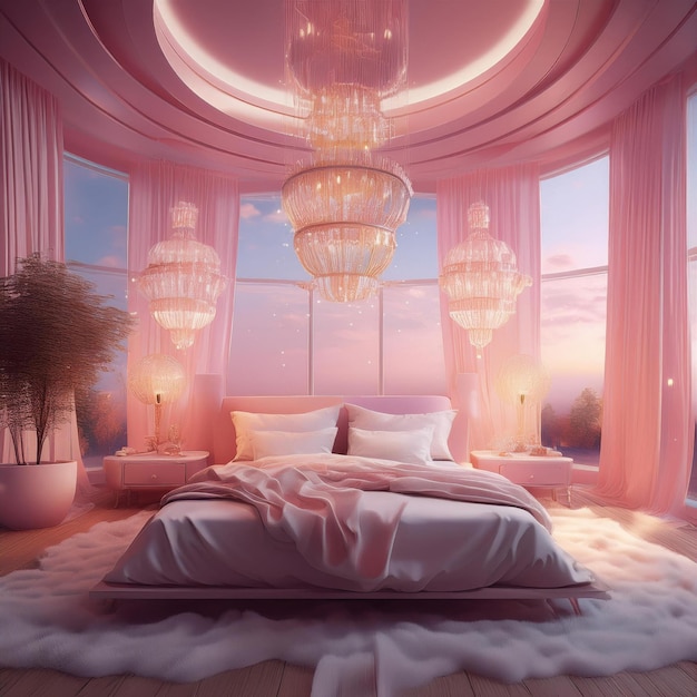 Photo floating dream bedrooms glowing interiors and ethereal sleep sanctuaries