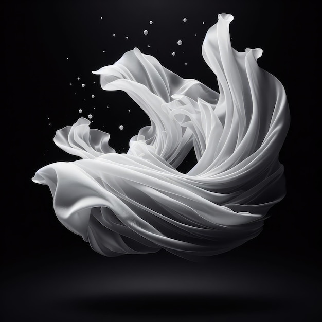 Photo floating elegant white fabric isolated on a black background