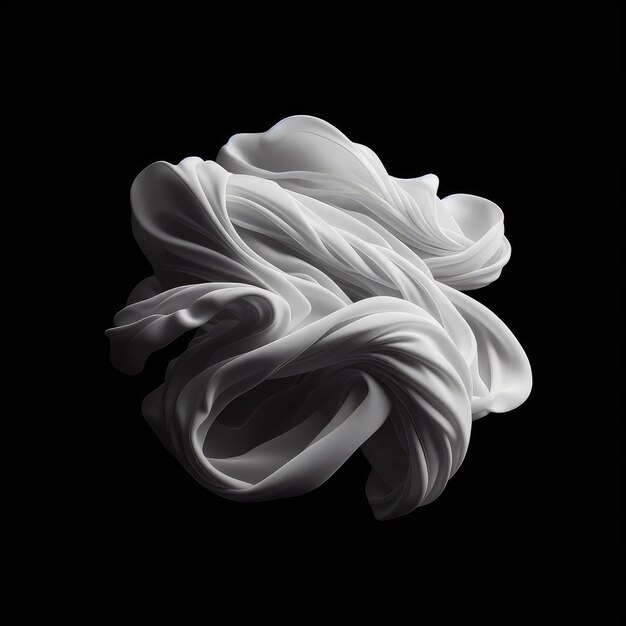 Photo floating elegant white fabric isolated on a black background