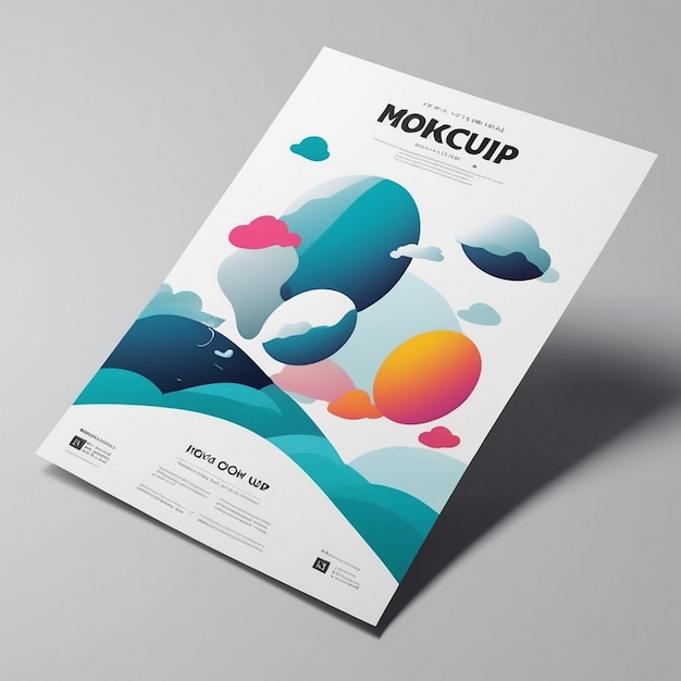 Floating Flyer Mockup Modern A4 Design Display