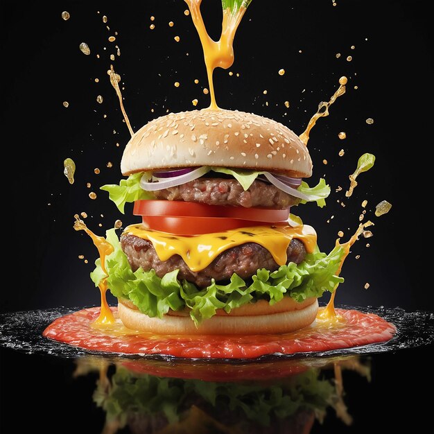 Photo floating hamburger