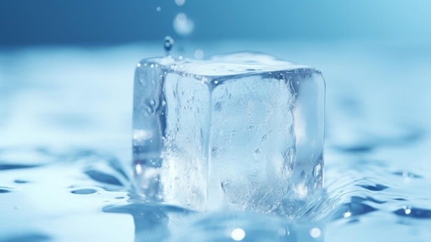 A floating ice cube in water