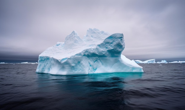 Floating iceberg creates stunning backdrop for Arctic landscape Creating using generative AI tools