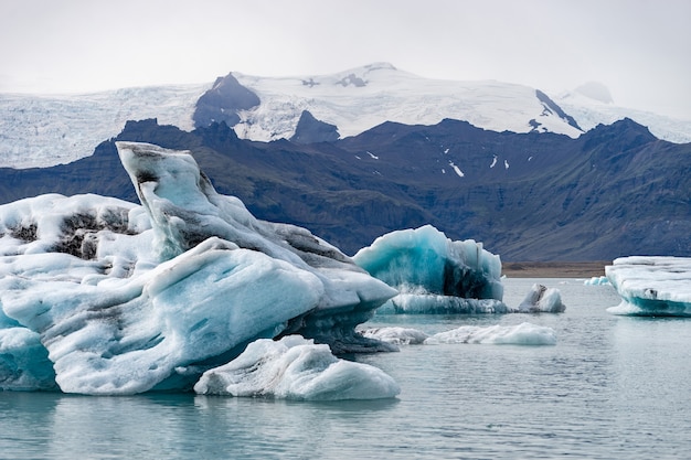 Floating icebergs in Jokulsarlon glacier lagoon, Iceland