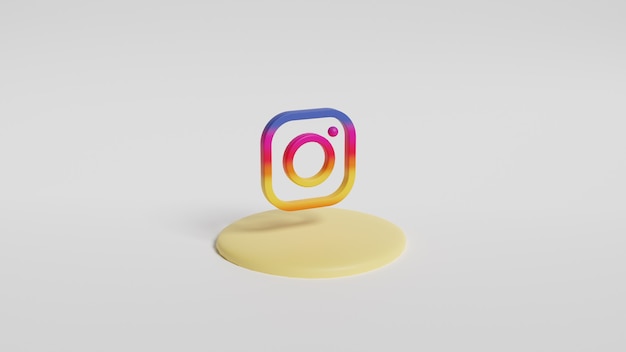 Floating instagram logo 3d rendered. 