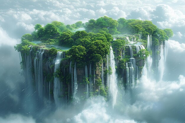 Floating Island Paradise A Lush Oasis in the Clouds