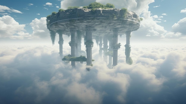 Floating islands dreamscape features gravitydefying Doric column