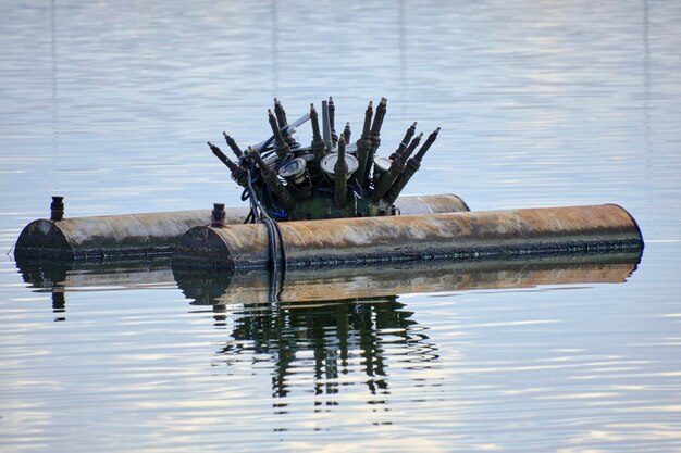 Floating middle of lake fountain turned off