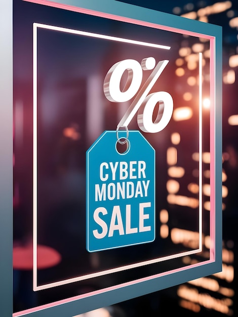 Floating Percentage Symbol Cyber Monday Sale Tag Frame with Copy Space for Effective Sales Promoti