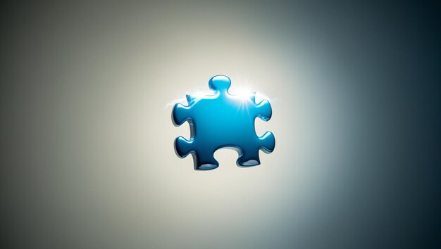 Floating Puzzle Piece with Glowing Edges and Open Space