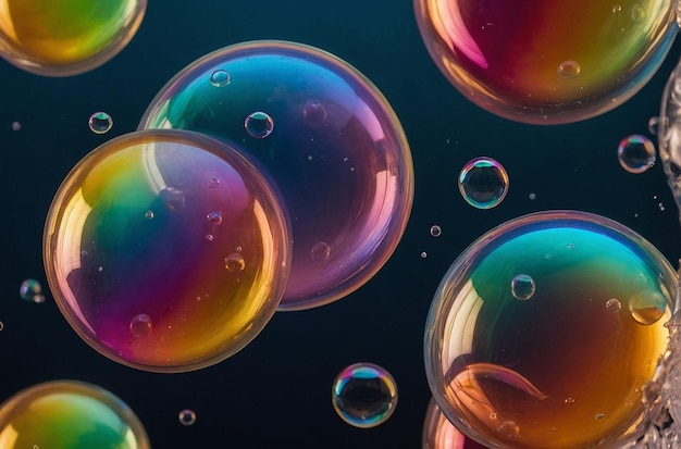 Floating Rainbow Soap Bubbles