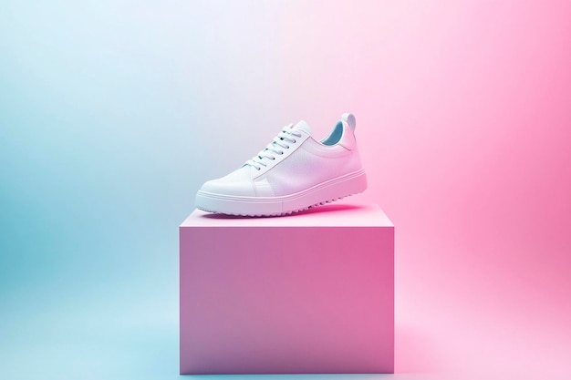 Floating Shoe Display Minimalist Product Photography for Fashion Ads