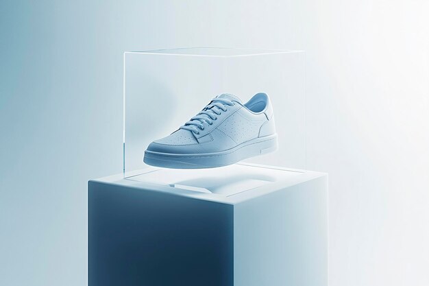 Photo floating shoe display minimalist product photography for fashion ads