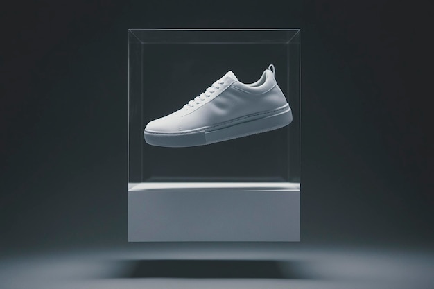 Floating Shoe Display Minimalist Product Photography for Fashion Ads