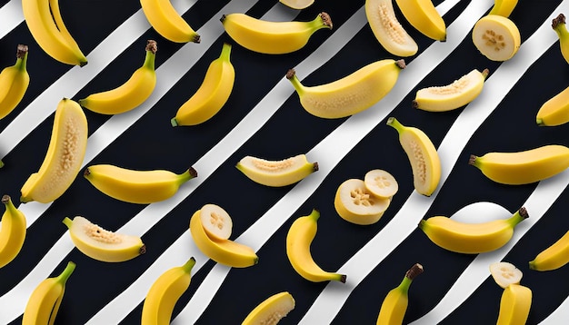 Photo floating sliced banana with clear background