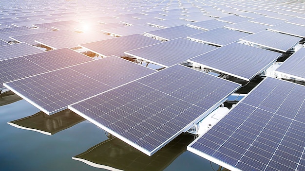 floating solar cell power station renewable energy concept